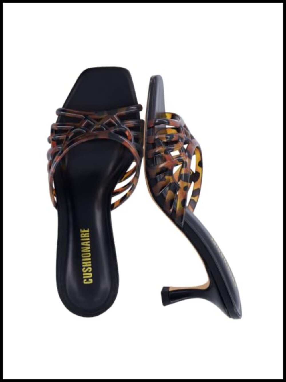 Cushionaire Naty Jelly Kitten Heels Women Slide-On Mule Square Toe